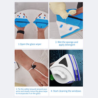 2024 Household Office Special Window Cleaner Magnetic Glass Window Cleaning Tool Automatic Water Discharge Double-Layer Wiper